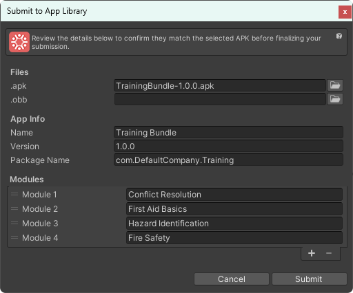 Submit to App Library Form